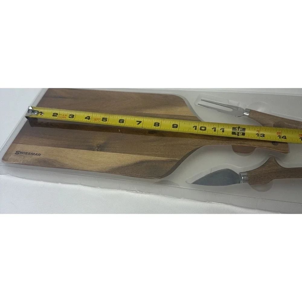 NIB Swissmar Acacia Wood Cheese And Knife Set 14